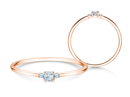 Bague de fiançailles Vivid Petite Cushion Cut en 14K or rose avec diamants 0,10ct G/SI