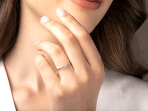 Bague de fiançailles Vivid Petite Cushion Cut en 14K or blanc avec diamants 0,10ct G/SI