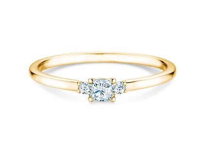 Bague de fiançailles Vivid Petite Cushion Cut en 14K or jaune avec diamants 0,20ct G/SI