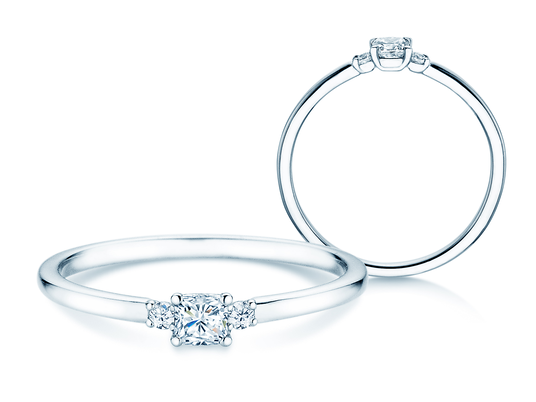 Bague de fiançailles Vivid Petite Cushion Cut en platine