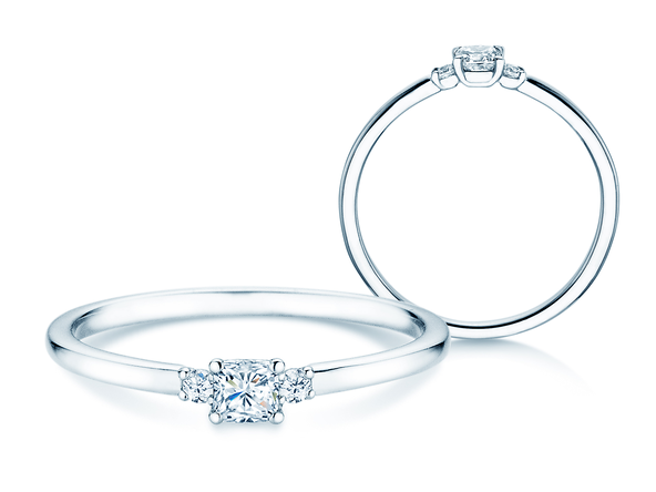 Bague de fiançailles Vivid Petite Cushion Cut en platine