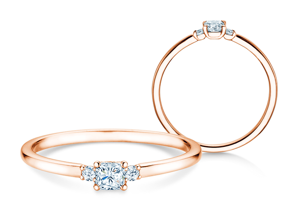 Bague de fiançailles Vivid Petite Cushion Cut en or rose