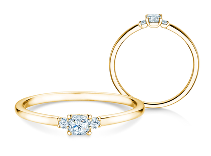 Bague de fiançailles Vivid Petite Cushion Cut en or jaune