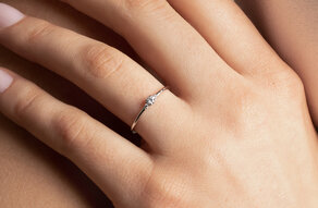 Bague de fiançailles Vivid Petite Diamond en 14K or jaune avec diamants 0,10ct G/SI