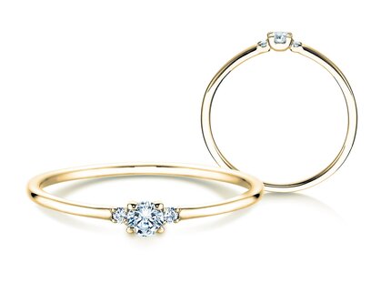 Bague de fiançailles Vivid Petite Diamond en 14K or jaune avec diamants 0,10ct G/SI