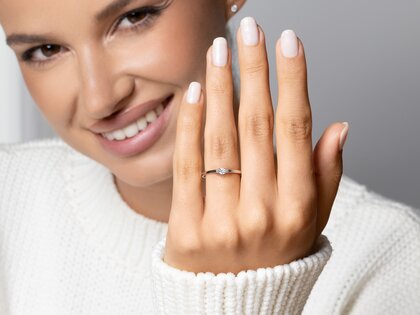 Bague de fiançailles Vivid Petite Diamond en 14K or blanc avec diamants 0,20ct G/SI