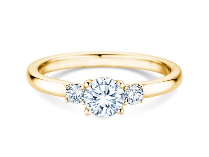 Bague de fiançailles  en 9K or jaune avec diamants 0,40ct G/SI