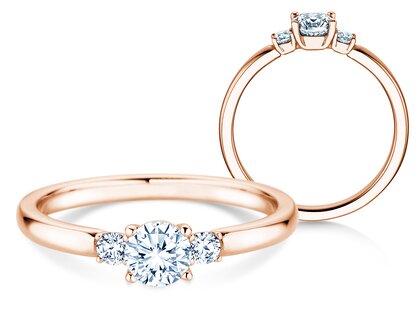 Bague de fiançailles  en 9K or rose avec diamants 0,40ct G/SI