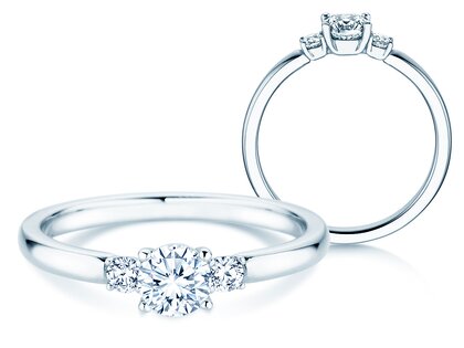 Bague de fiançailles  en 9K or blanc avec diamants 0,40ct G/SI