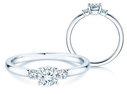 Bague de fiançailles  en 9K or blanc avec diamants 0,40ct G/SI