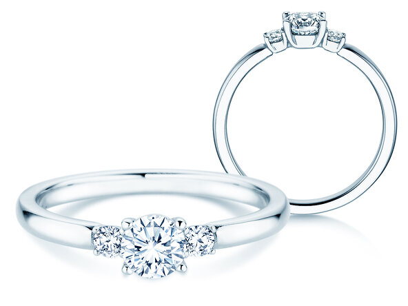 Bague de fiançailles  en 9K or blanc avec diamants 0,40ct G/SI