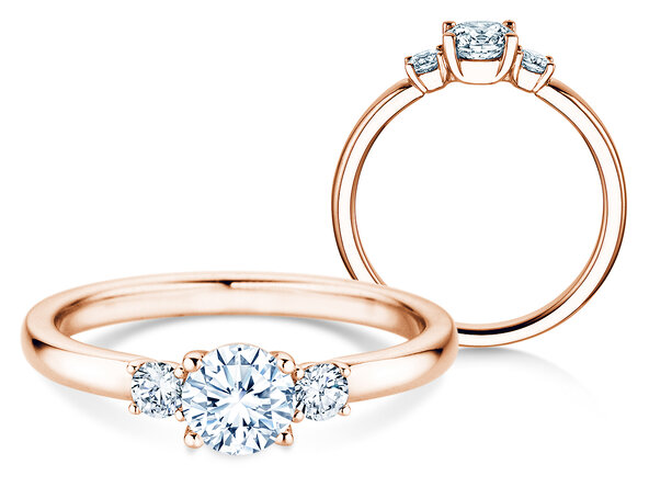 Bague de fiançailles  en 9K or rose avec diamants 0,50ct G/SI