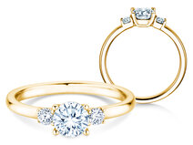 Bague de fiançailles  en 9K or jaune avec diamants 0,60ct G/SI