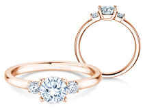 Bague de fiançailles  en 9K or rose avec diamants 0,60ct G/SI