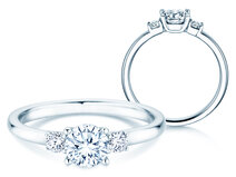 Bague de fiançailles  en 9K or blanc avec diamants 0,60ct G/SI