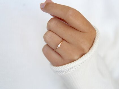 Bague de fiançailles  en 9K or rose avec diamants 0,10ct G/SI