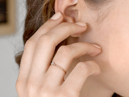 Bague de fiançailles  en 9K or rose avec diamants 0,10ct G/SI