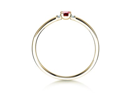 Bague de fiançailles Vivid Petite en 14K or jaune avec rubis 0,08ct et diamants 0,02ct