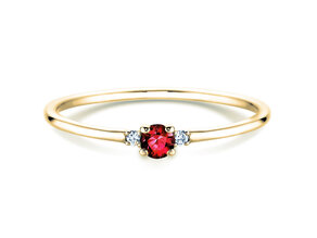 Bague de fiançailles Vivid Petite en 14K or jaune avec rubis 0,08ct et diamants 0,02ct