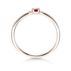 Bague de fiançailles  en 9K or rose avec rubis 0,08ct et diamants 0,02ct