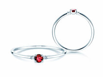 Bague de fiançailles Vivid Petite en platine 950/- avec rubis 0,08ct et diamants 0,02ct