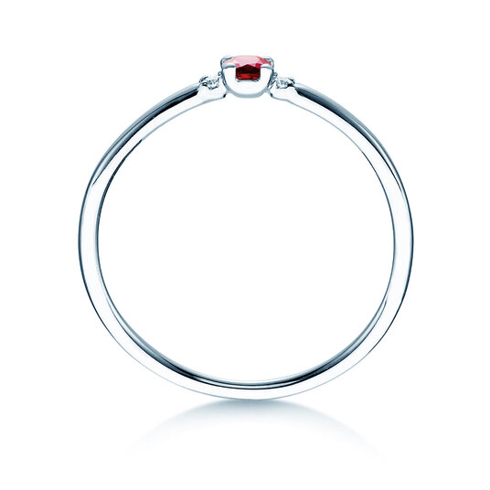Bague de fiançailles Vivid Petite en platine 950/- avec rubis 0,08ct et diamants 0,02ct