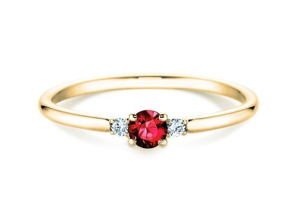 Bague de fiançailles Vivid Petite en 14K or jaune avec rubis 0,16ct et diamants 0,04ct