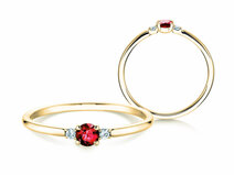 Bague de fiançailles Vivid Petite en 14K or jaune avec rubis 0,16ct et diamants 0,04ct