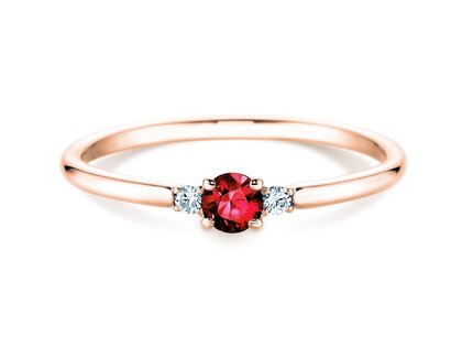 Bague de fiançailles Vivid Petite en 14K or rose avec rubis 0,16ct et diamants 0,04ct