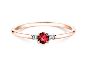 Bague de fiançailles Vivid Petite en 14K or rose avec rubis 0,16ct et diamants 0,04ct