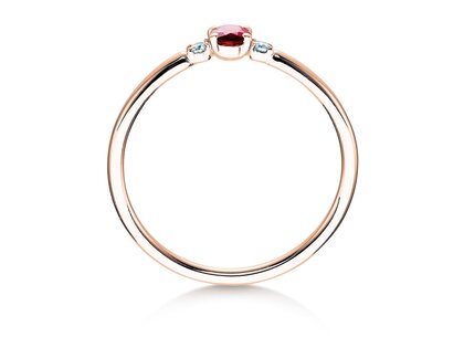 Bague de fiançailles Vivid Petite en 14K or rose avec rubis 0,16ct et diamants 0,04ct