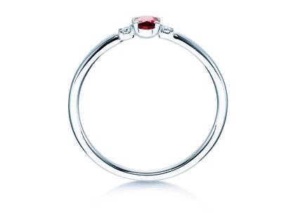 Bague de fiançailles Vivid Petite en 14K or blanc avec rubis 0,16ct et diamants 0,04ct