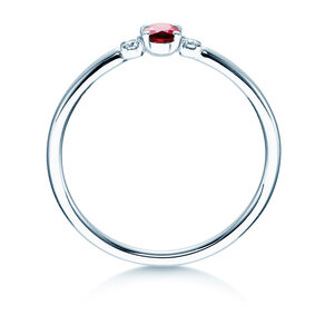 Bague de fiançailles Vivid Petite en 14K or blanc avec rubis 0,16ct et diamants 0,04ct