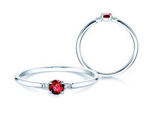Bague de fiançailles Vivid Petite en 14K or blanc avec rubis 0,16ct et diamants 0,04ct