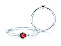 Bague de fiançailles Vivid Petite en 14K or blanc avec rubis 0,16ct et diamants 0,04ct