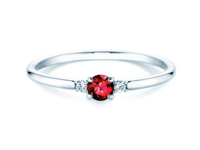 Bague de fiançailles Vivid Petite en 14K or blanc avec rubis 0,16ct et diamants 0,04ct