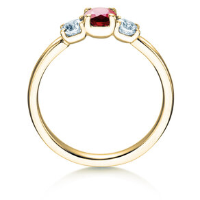 Bague de fiançailles  en 9K or jaune avec rubis 0,30ct et diamants 0,30ct