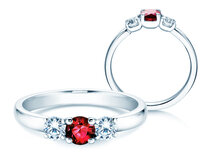 Bague de fiançailles Vivid Petite en 14K or blanc avec rubis 0,30ct et diamants 0,30ct