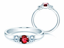 Bague de fiançailles Vivid Petite en 14K or blanc avec rubis 0,30ct et diamants 0,30ct