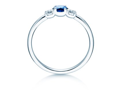 Bague de fiançailles Vivid Petite en 14K or blanc avec saphir 0,20ct et diamants 0,20ct