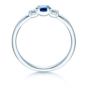 Bague de fiançailles Vivid Petite en 14K or blanc avec saphir 0,20ct et diamants 0,20ct