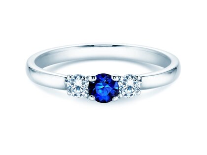 Bague de fiançailles Vivid Petite en 14K or blanc avec saphir 0,20ct et diamants 0,20ct