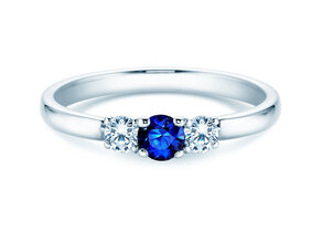 Bague de fiançailles Vivid Petite en 14K or blanc avec saphir 0,20ct et diamants 0,20ct