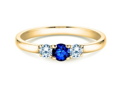 Bague de fiançailles Vivid Petite en 14K or jaune avec saphir 0,20ct et diamants 0,20ct