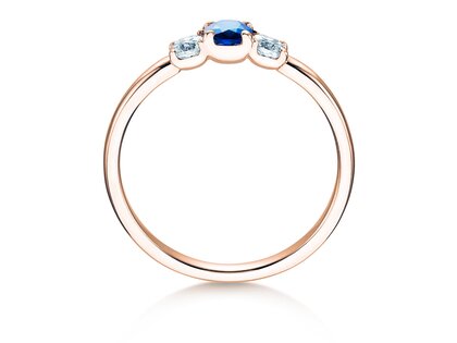 Bague de fiançailles Vivid Petite en 14K or rose avec saphir 0,20ct et diamants 0,20ct