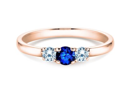 Bague de fiançailles Vivid Petite en 14K or rose avec saphir 0,20ct et diamants 0,20ct