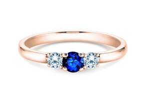 Bague de fiançailles Vivid Petite en 14K or rose avec saphir 0,20ct et diamants 0,20ct