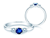 Bague de fiançailles Vivid Petite en platine 950/- avec saphir 0,25ct et diamants 0,25ct