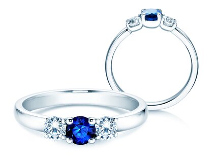 Bague de fiançailles Vivid Petite en 18K or blanc avec saphir 0,30ct et diamants 0,30ct