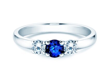 Bague de fiançailles Vivid Petite en 18K or blanc avec saphir 0,30ct et diamants 0,30ct
